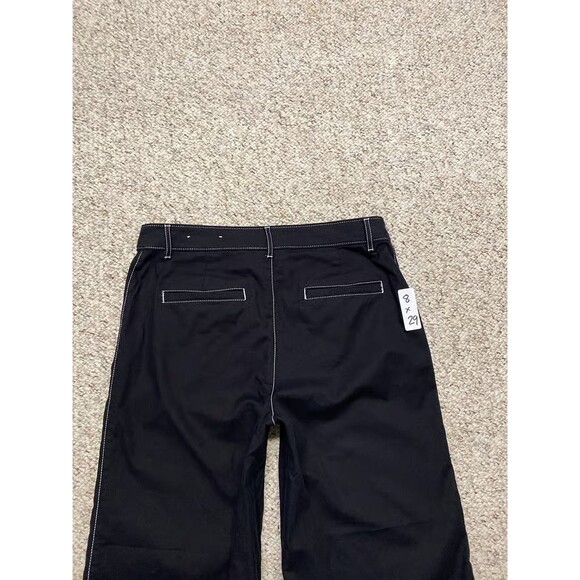 8 LOFT The Palmer Wide Leg Patch Pocket Pants Black Contrast Stitch - Picture 6 of 10